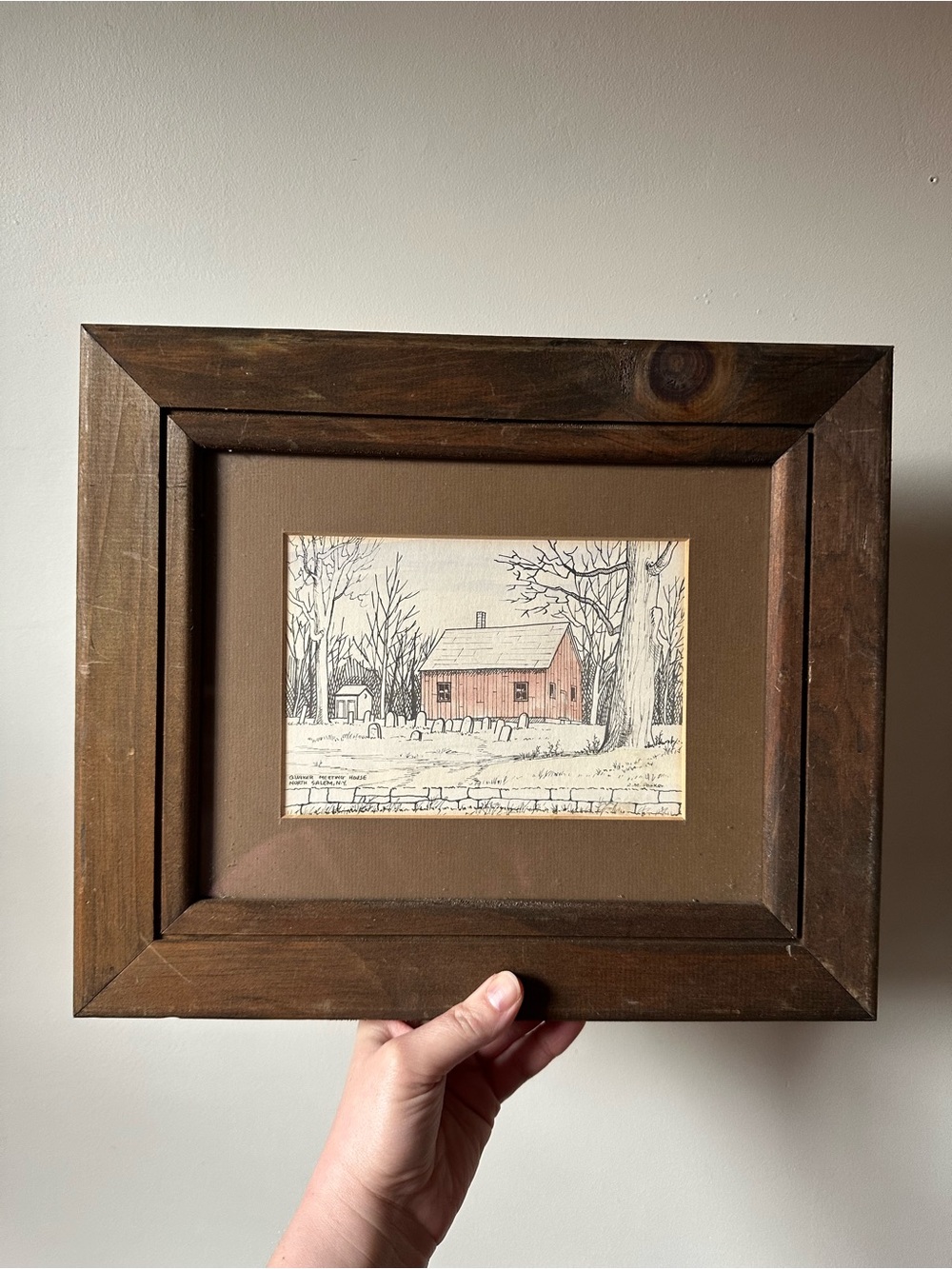 Framed Quaker Meeting House New York RM Parker